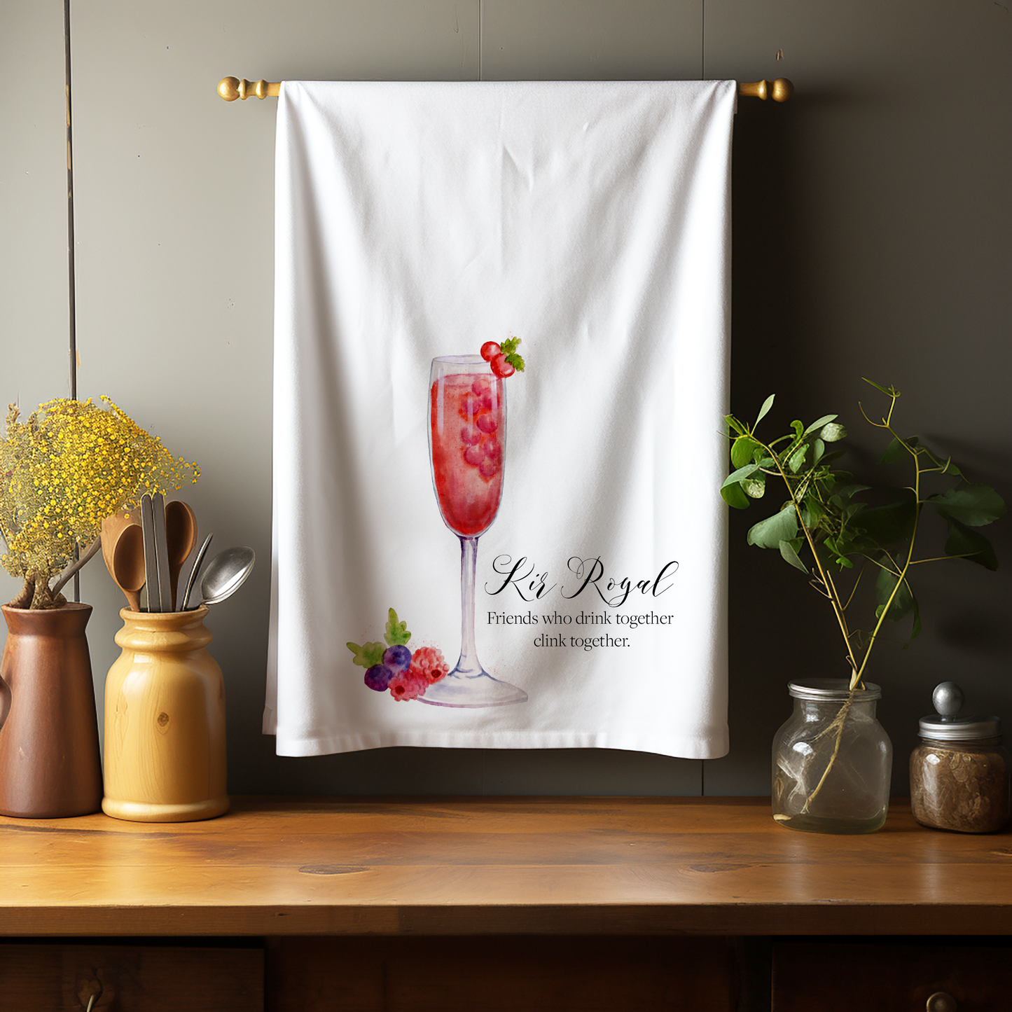 Kir Royale Cocktail Collection Kitchen Towel Kitchen Towel/Dishcloth Blue Poppy Designs Art Only  