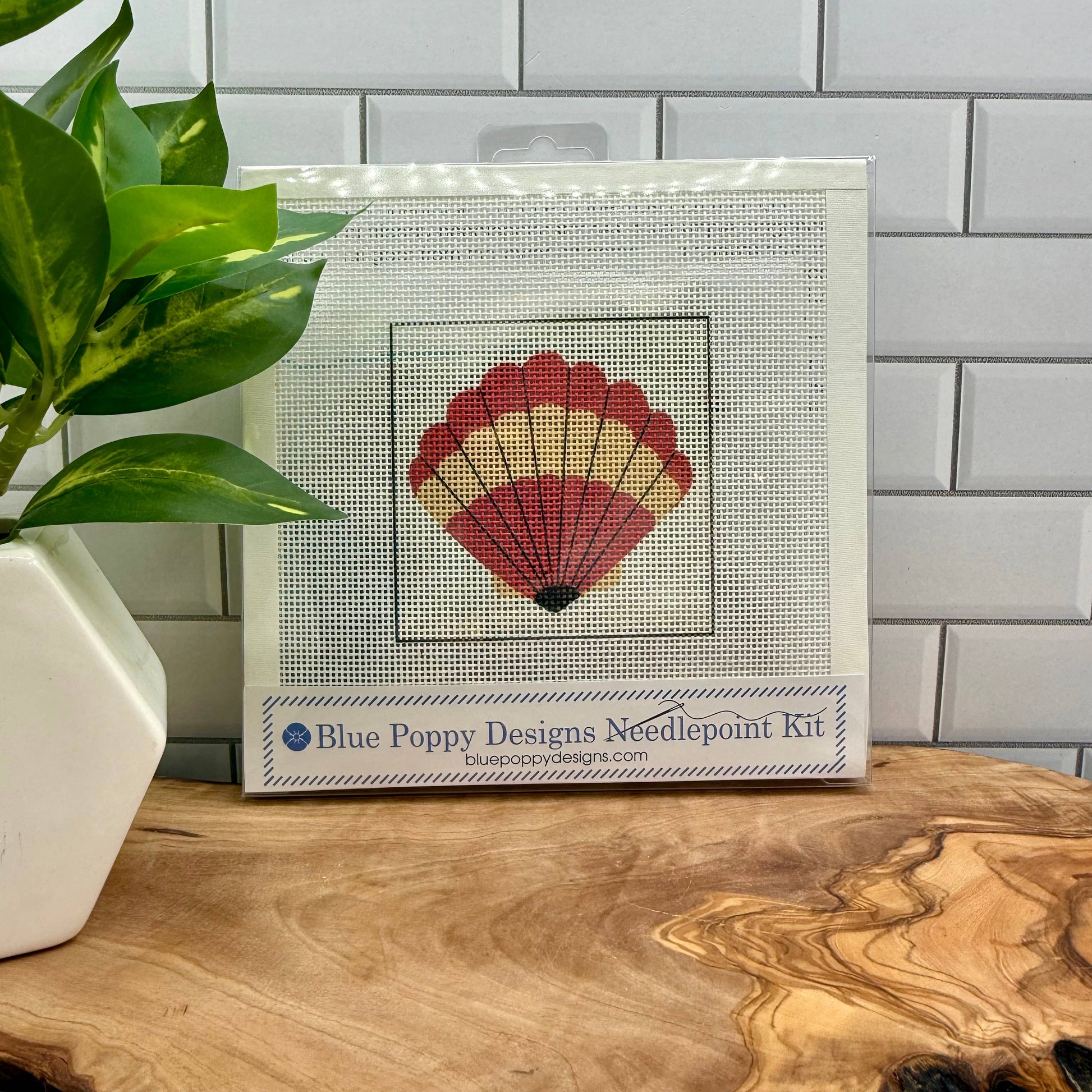 Scallop Needlepoint Kit Embroidery/Cross Stitch Supplies Blue Poppy Designs