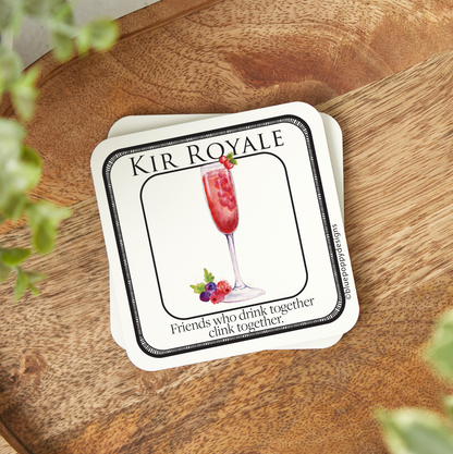 Watercolor Cocktail Coasters with Cork Backs Coasters Blue Poppy Designs Kir Royale  