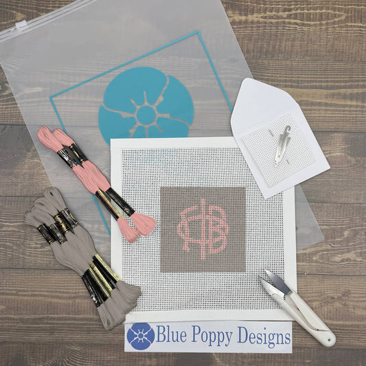 Gamma Phi Beta 4x4 Needlepoint Kit Craft Sewing Kit Blue Poppy Designs