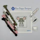 Mouse Needlepoint Kit Embroidery/Cross Stitch Supplies Blue Poppy Designs