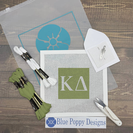 Kappa Delta 4x4 Needlepoint Kit Craft Sewing Kit Blue Poppy Designs