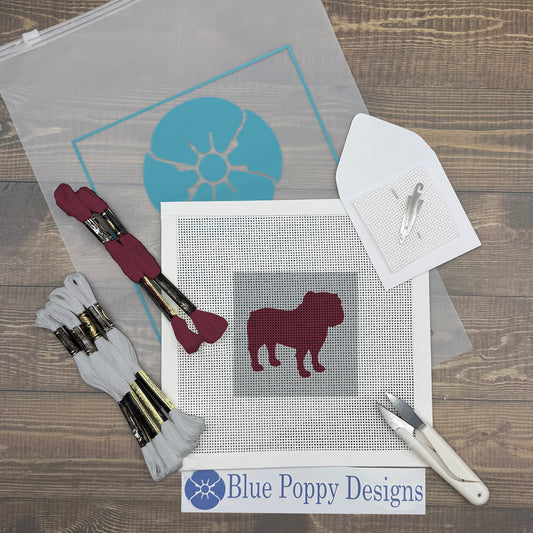 Mississippi State Bulldog 4x4 Needlepoint Design Needlepoint Kit Blue Poppy Designs