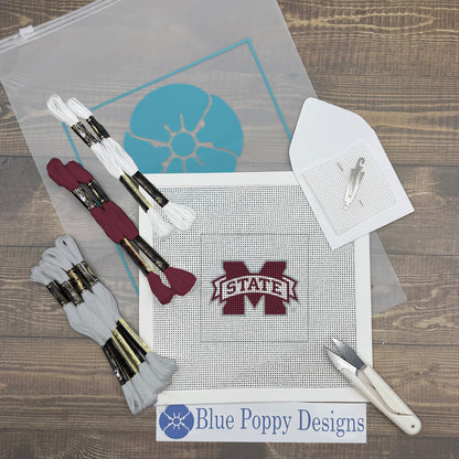 Mississippi State Letter M 4x4 Needlepoint Design