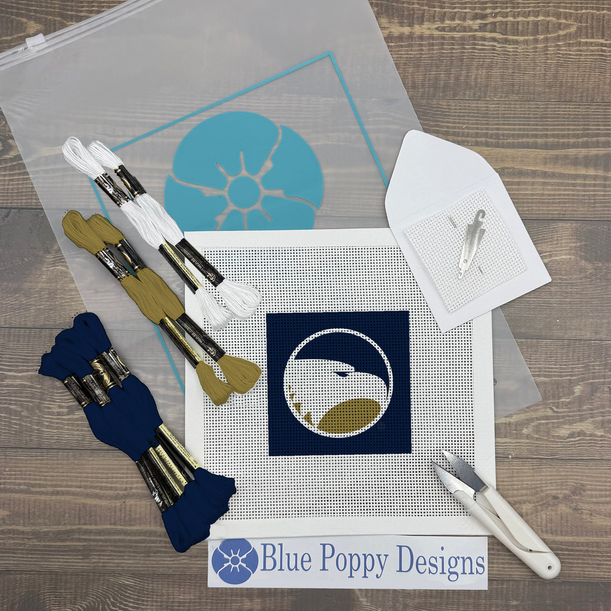 GSU Eagle 4x4 Needlepoint Design Needlepoint Kit Blue Poppy Designs