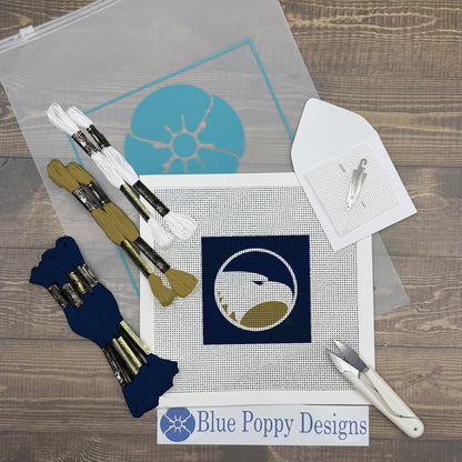 GSU Eagle 4x4 Needlepoint Design Needlepoint Kit Blue Poppy Designs