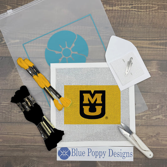 Mizzou MU 4x6 Needlepoint Design Needlepoint Kit Blue Poppy Designs