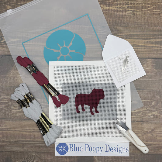 Mississippi State Bulldog 4x6 Needlepoint Design Needlepoint Kit Blue Poppy Designs