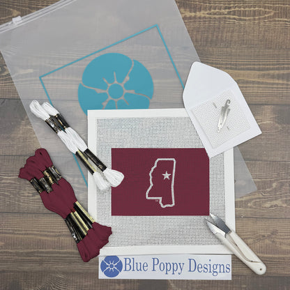 Mississippi State Outline 4x6 Needlepoint Design