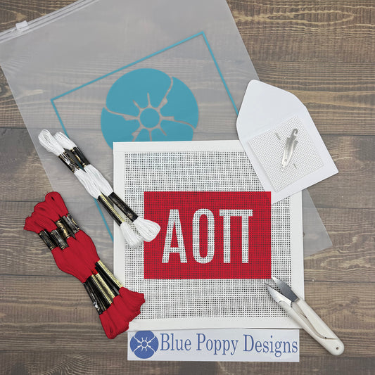 Alpha Omicron Pi 6x4 Needlepoint Kit