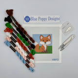 Fox Needlepoint Kit Embroidery/Cross Stitch Supplies Blue Poppy Designs