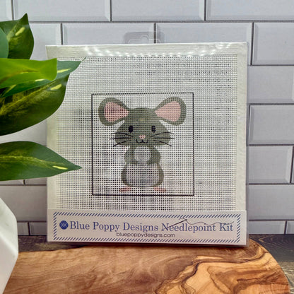 Mouse Needlepoint Kit Embroidery/Cross Stitch Supplies Blue Poppy Designs