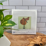 English Riding Saddle Needlepoint Kit Embroidery/Cross Stitch Supplies Blue Poppy Designs