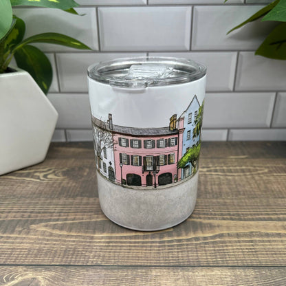Charleston South Carolina Rainbow Row 12 ounce  Tumbler Insulated Mug/Tumbler Blue Poppy Designs Art Only  