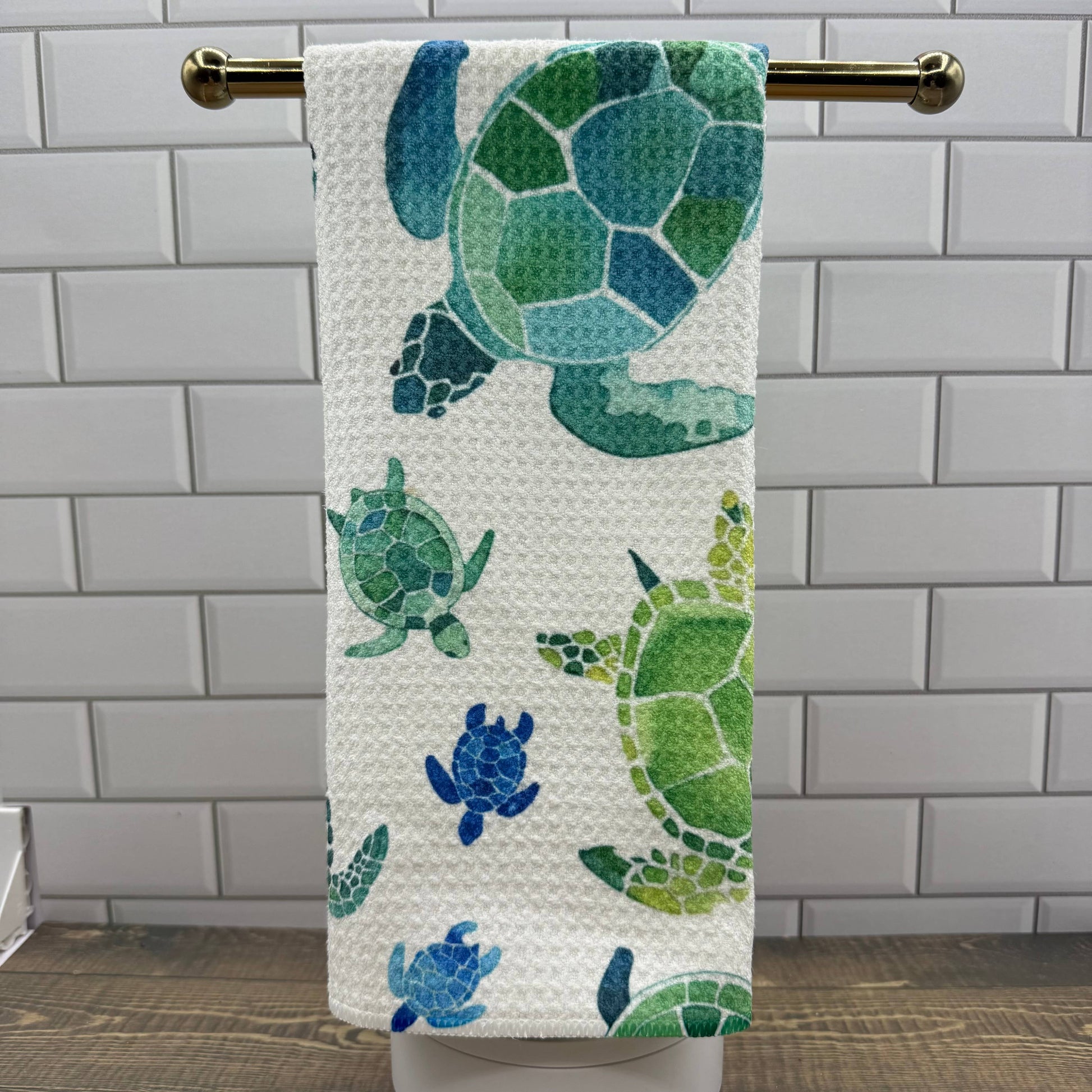 Sea Turtles Waffle Kitchen Towel Tea Towel Blue Poppy Designs