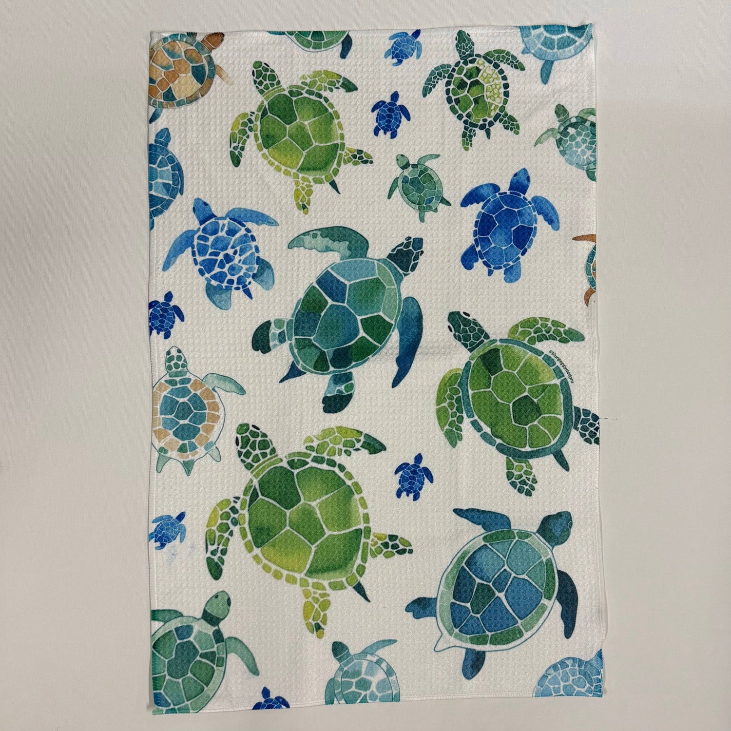Sea Turtles Waffle Kitchen Towel Tea Towel Blue Poppy Designs