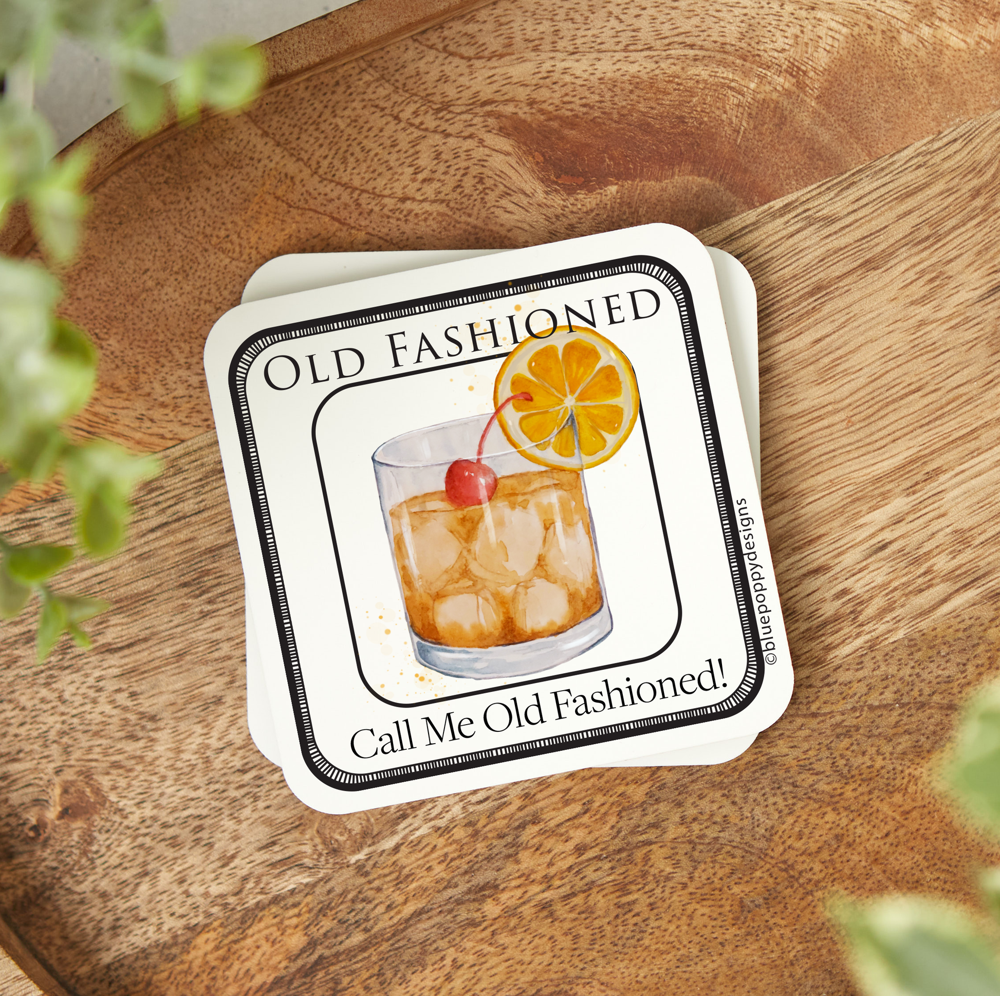 Watercolor Cocktail Coasters with Cork Backs Coasters Blue Poppy Designs Old Fashioned  