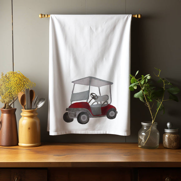 Red Golf Cart Kitchen Towel Tea Towel Blue Poppy Designs