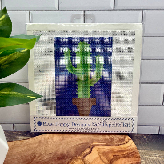 Cactus Needlepoint Kit Embroidery/Cross Stitch Supplies Blue Poppy Designs