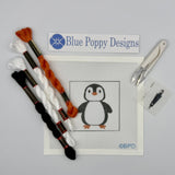 Penguin Needlepoint Kit Embroidery/Cross Stitch Supplies Blue Poppy Designs