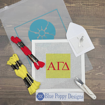 Alpha Gamma Delta 4x4 Needlepoint Kit Craft Sewing Kit Blue Poppy Designs
