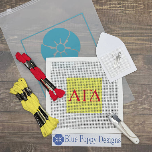 Alpha Gamma Delta 4x4 Needlepoint Kit Craft Sewing Kit Blue Poppy Designs