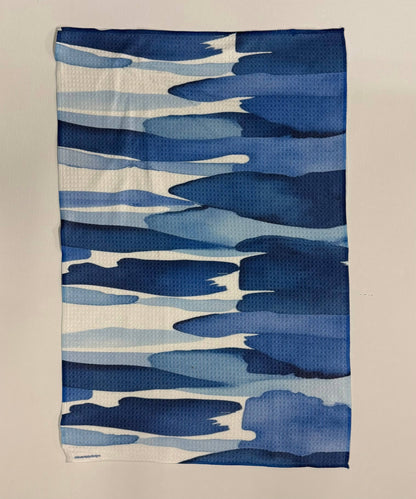Blue Brushstrokes Waffle Kitchen Towel Tea Towel Blue Poppy Designs