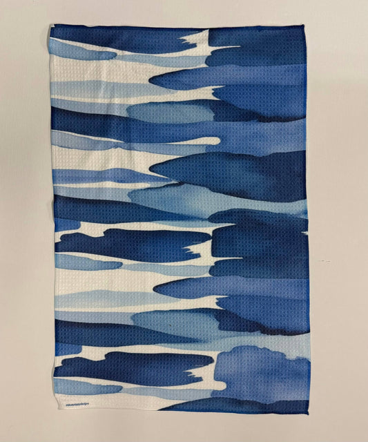 Blue Brushstrokes Waffle Kitchen Towel Tea Towel Blue Poppy Designs