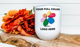 Custom Business Company Logo, Corporate Gift Box Basket 4 Insulated Mug/Tumbler Blue Poppy Designs   