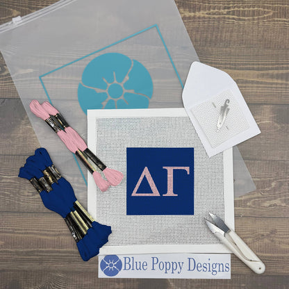 Delta Gamma 4x4 Needlepoint Kit Craft Sewing Kit Blue Poppy Designs