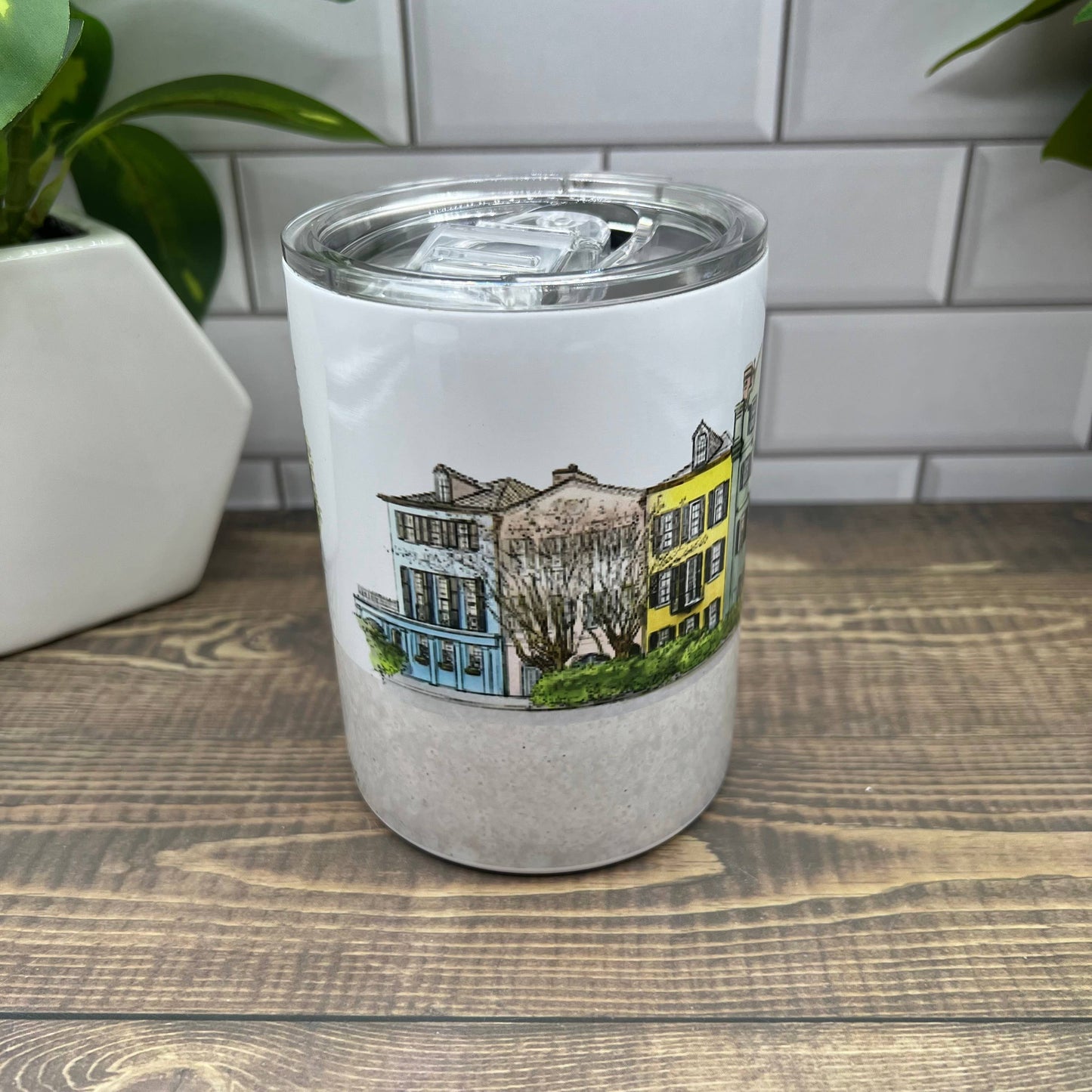 Charleston South Carolina Rainbow Row 12 ounce  Tumbler Insulated Mug/Tumbler Blue Poppy Designs   