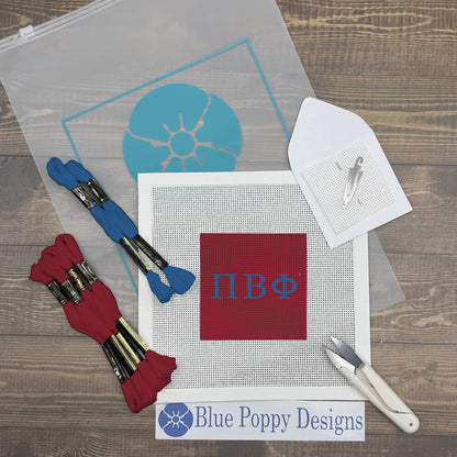 Pi Beta Phi 4x4 Needlepoint Kit Craft Sewing Kit Blue Poppy Designs