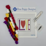 LOVE Needlepoint Kit Embroidery/Cross Stitch Supplies Blue Poppy Designs