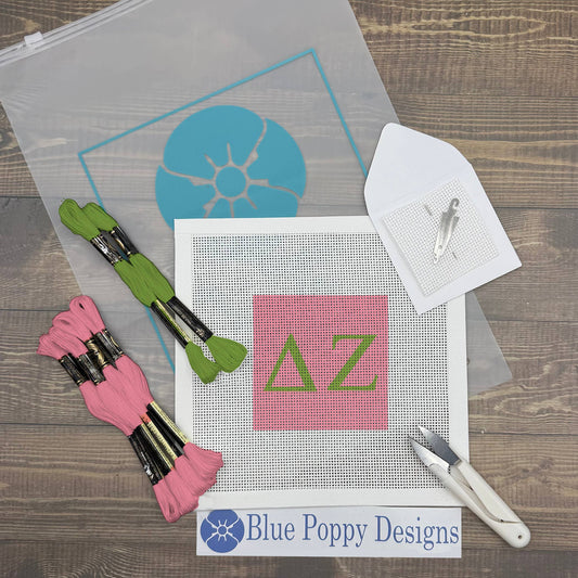 Delta Zeta 4x4 Needlepoint Kit Craft Sewing Kit Blue Poppy Designs