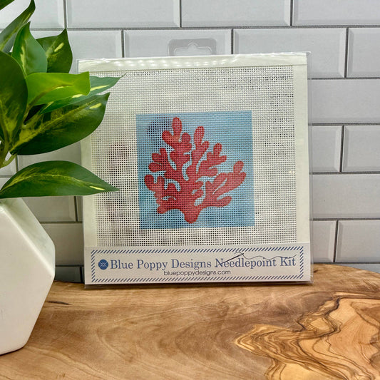 Coral Needlepoint Kit Embroidery/Cross Stitch Supplies Blue Poppy Designs