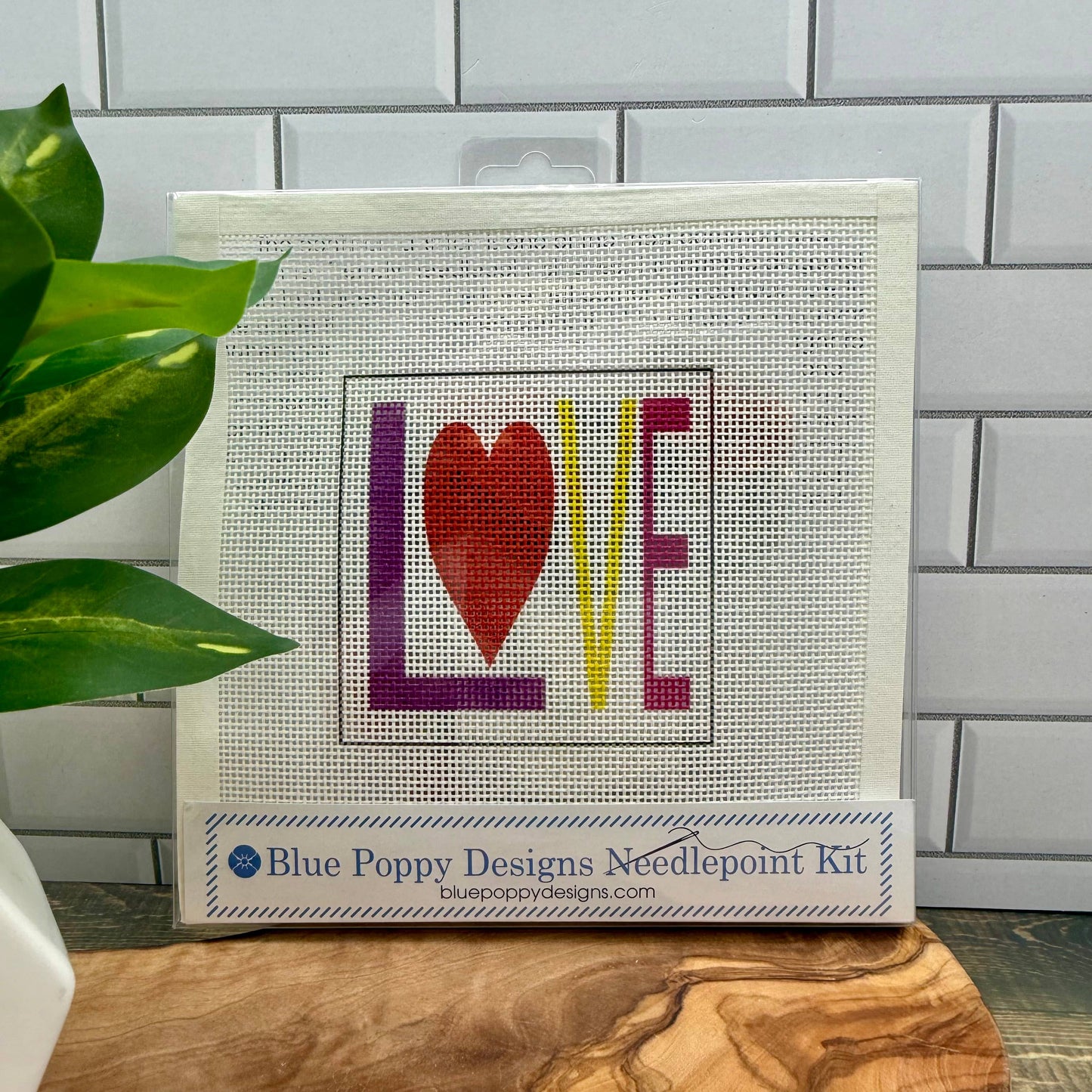 L.O.V.E. Needlepoint Kit Embroidery/Cross Stitch Supplies Blue Poppy Designs