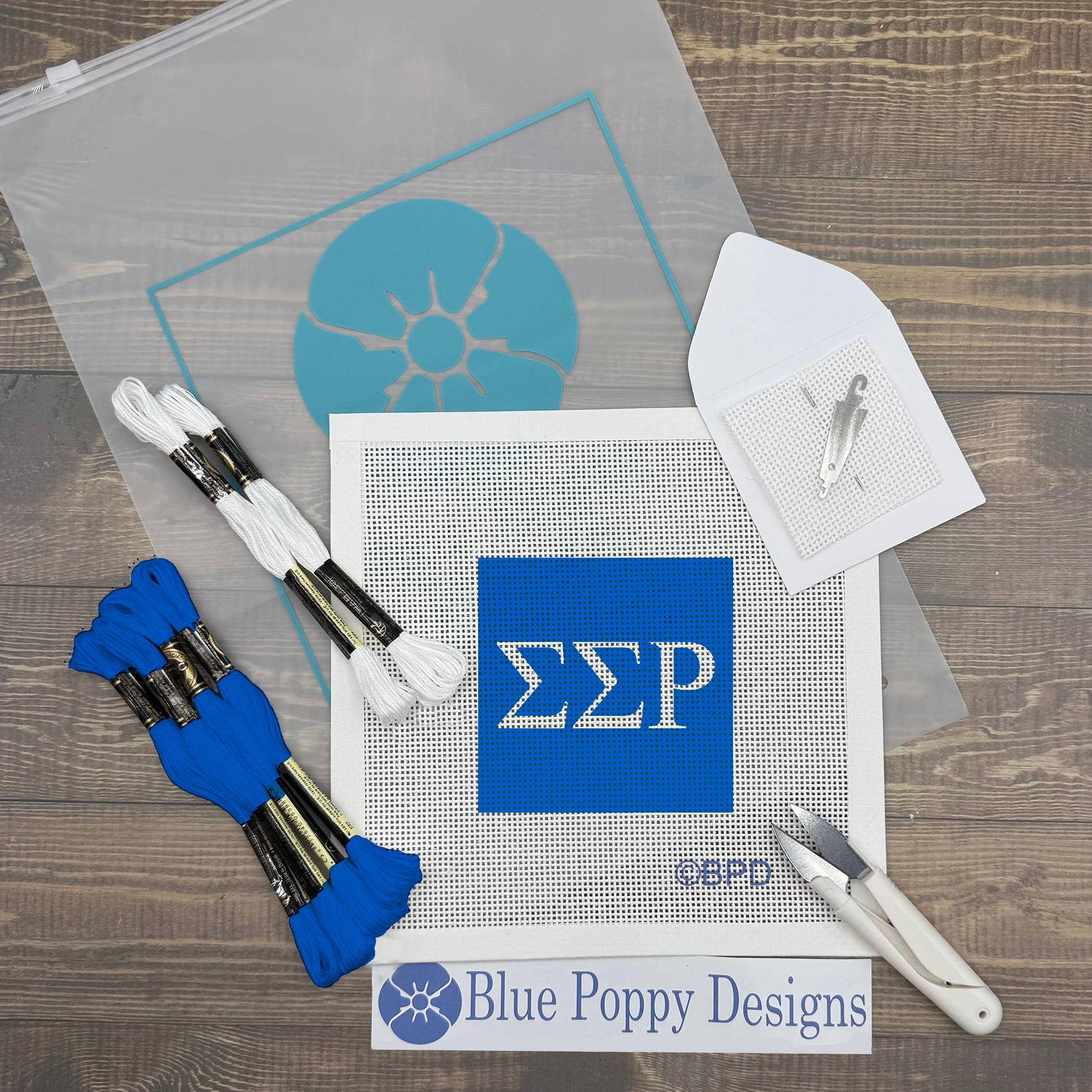Sigma Sigma Rho 4x4 Needlepoint Kit Craft Sewing Kit Blue Poppy Designs