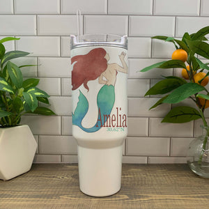 Mermaid 40oz Tumbler - Name Drop with your town Insulated Mug/Tumbler Blue Poppy Designs   