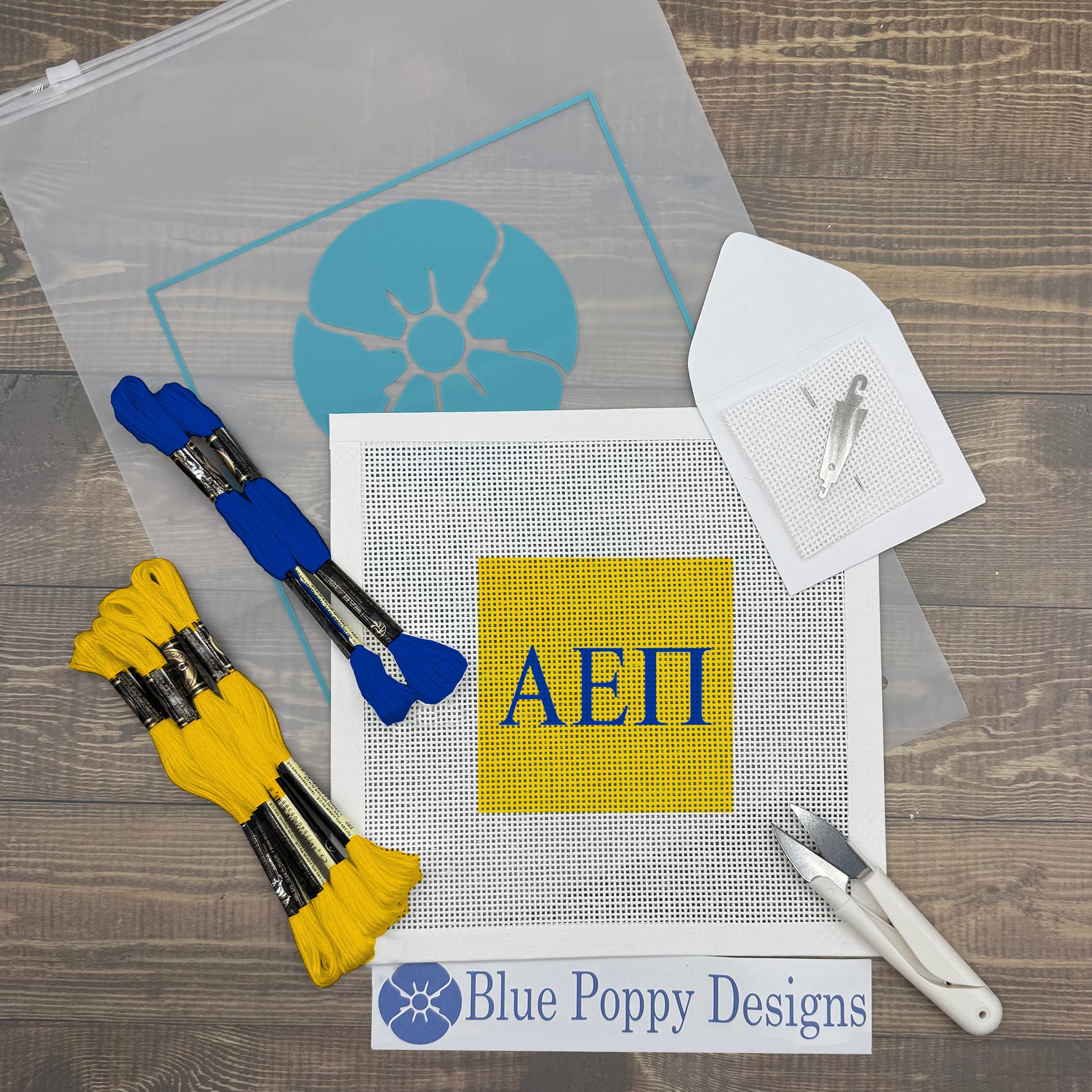 Alpha Epsilon Pi 4x4 Needlepoint Kit Craft Sewing Kit Blue Poppy Designs