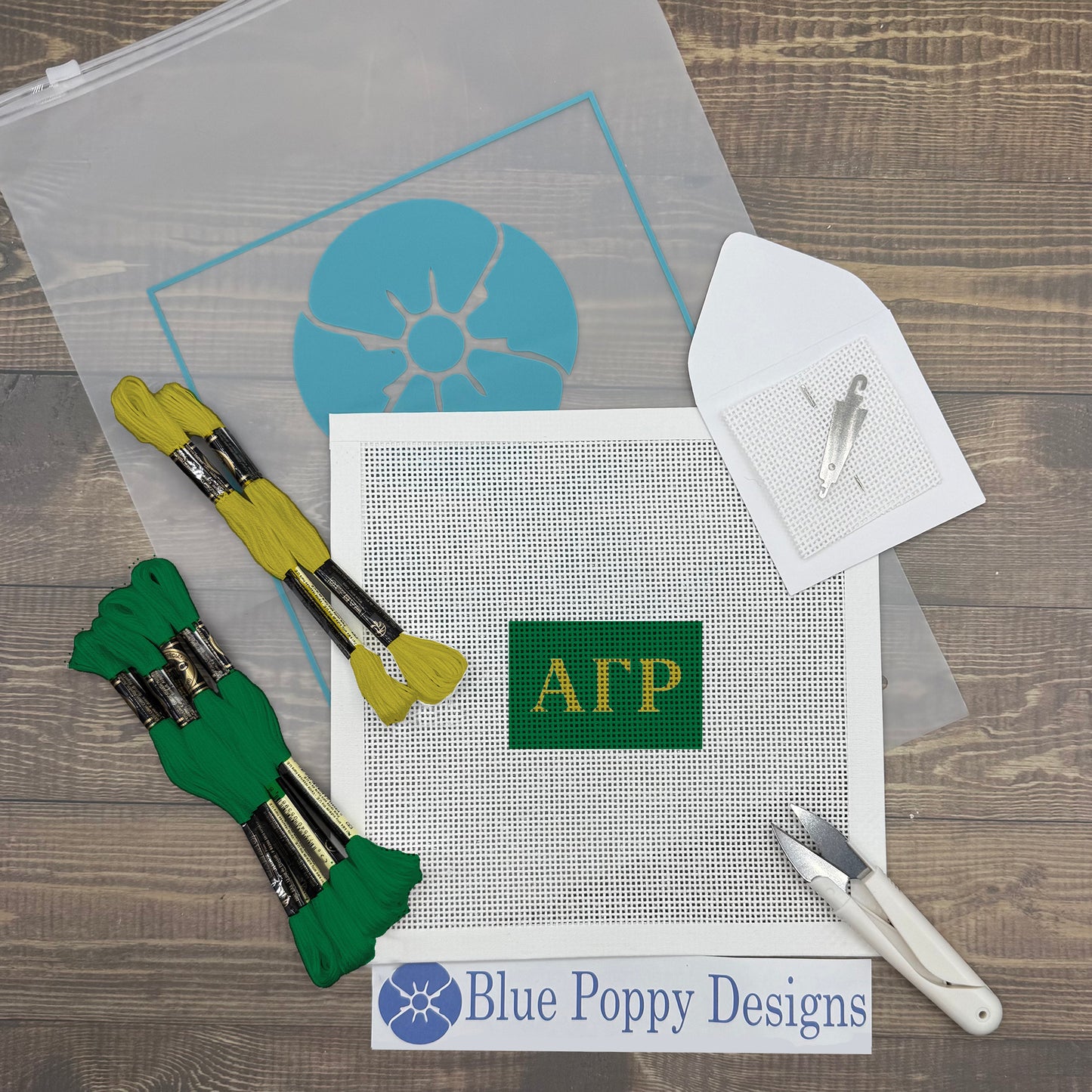Alpha Gamma Rho 3x2 Needlepoint Kit Craft Sewing Kit Blue Poppy Designs
