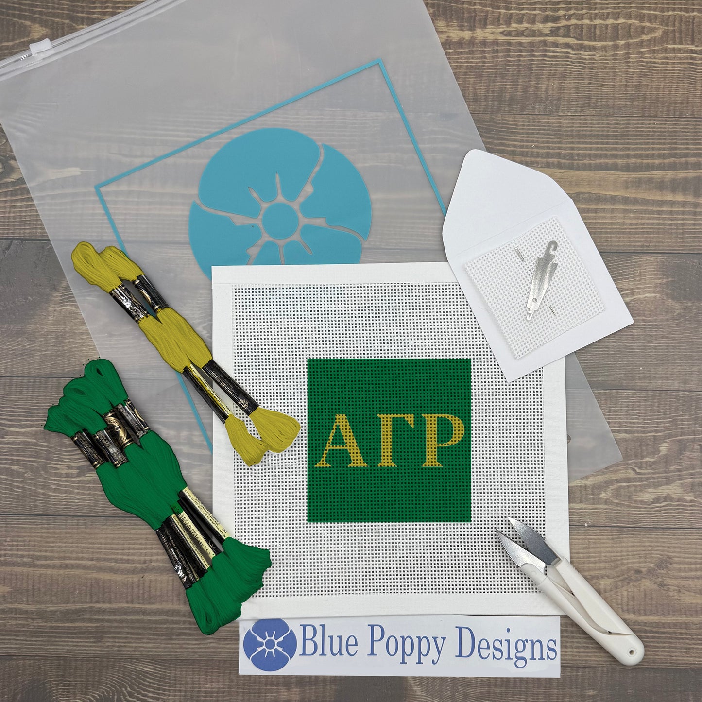 Alpha Gamma Rho 4x4 Needlepoint Kit Craft Sewing Kit Blue Poppy Designs