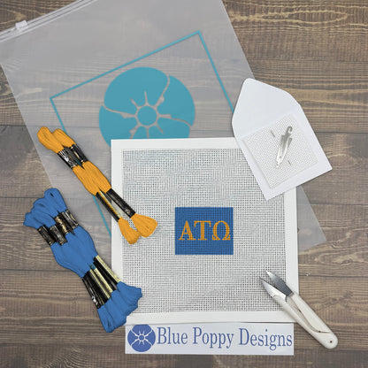 Alpha Tau Omega 2x2 Needlepoint Kit Craft Sewing Kit Blue Poppy Designs