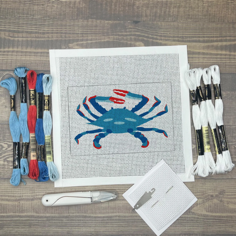 Blue Crab Needlepoint Kit Blue Poppy Designs