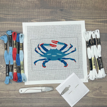 Blue Crab Needlepoint Kit Blue Poppy Designs