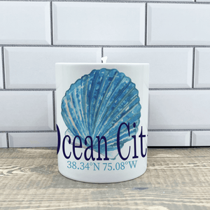 Scallop Ceramic Candle - Customize it with name  Your Town Jar/Filled Candle Blue Poppy Designs   