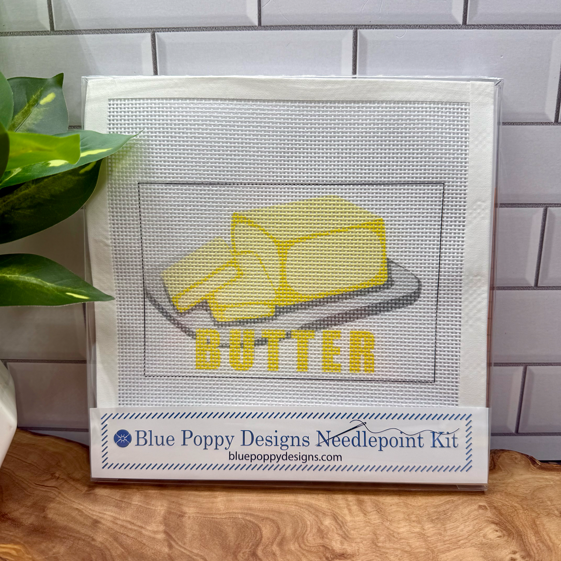 Butter Needlepoint Kit Embroidery/Cross Stitch Supplies Blue Poppy Designs