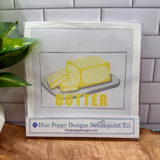 Butter Needlepoint Kit Embroidery/Cross Stitch Supplies Blue Poppy Designs