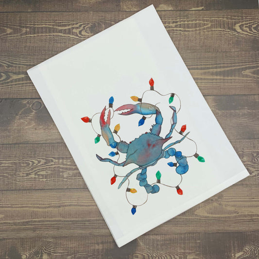 Christmas Crab 27x27 Kitchen Towel - Custom Your Town Kitchen Towel/Dishcloth Blue Poppy Designs   