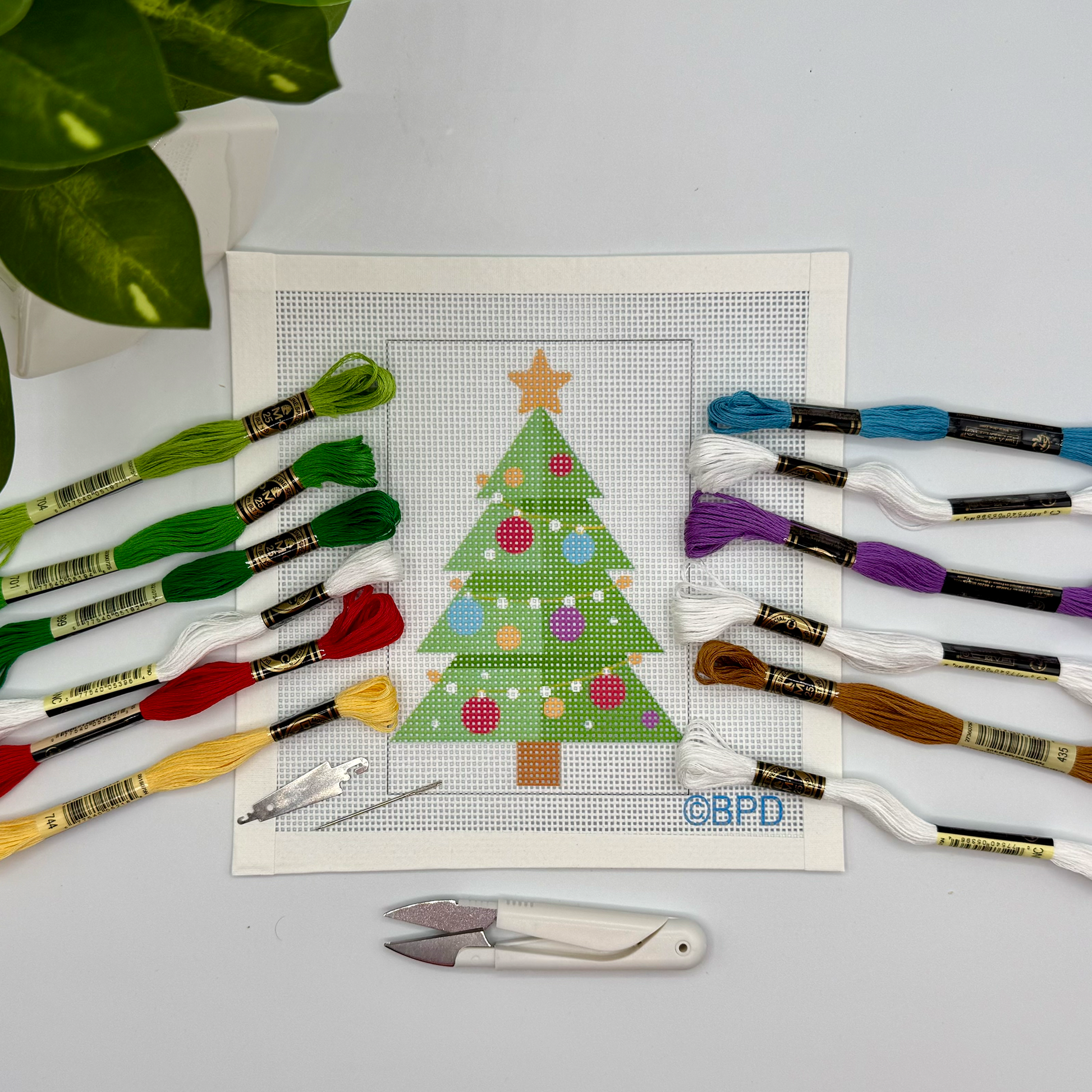 Christmas Tree Needlepoint Kit Blue Poppy Designs