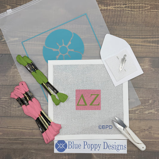 Delta Zeta 2x2 Needlepoint Kit Craft Sewing Kit Blue Poppy Designs
